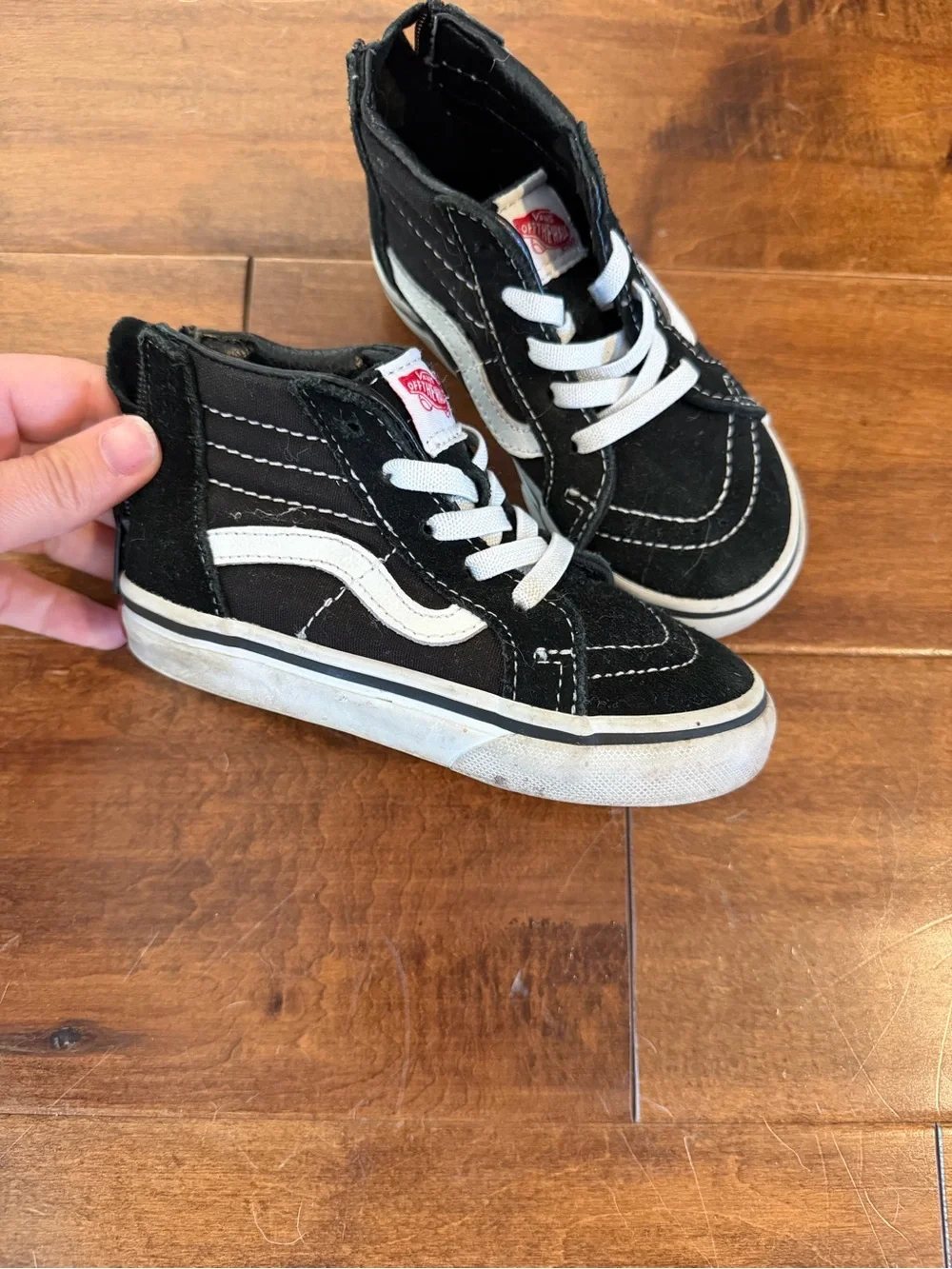 Vans Sk8-Hi Zip Black & White Toddler Sneakers | Size 7.5